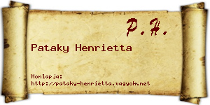 Pataky Henrietta névjegykártya